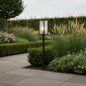 Lampă de podea de exterior neagră cu sticlă canelată 100 cm IP44 - Charlois Ribbed