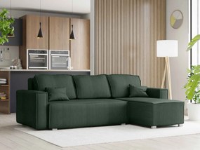 Canapea extensibila cu colt bilateral SMART COSARO, verde inchis + 2 perne GRATUIT