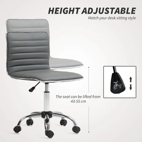 HOMCOM Scaun Ergonomic de Birou cu Înălțime Reglabilă, Șezut Pivotant și 5 Rotile, 48x52x78-90 cm, Gri Închis | Aosom Romania