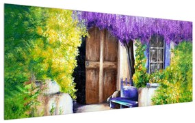 Tablou de vară cu casă mediteranieenă (120x50 cm), în 40 de alte dimensiuni noi