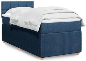 vidaXL Pat box spring cu saltea, albastru, 80x200 cm, textil