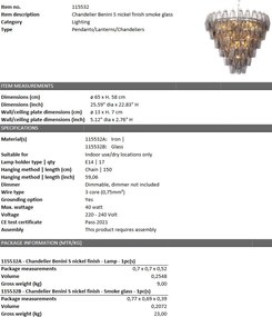 Candelabru dimabil design elegant LUX Benini S, nickel 115532 HZ
