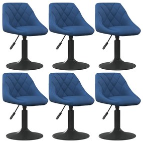 vidaXL Scaune de sufragerie pivotante, 6 buc, albastru, catifea