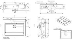 Sapho - Lavoar pentru blat ORINOKO 60x45 cm marmură/alb