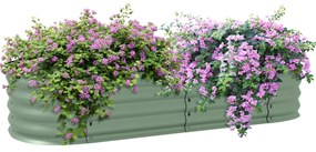 Outsunny Paturi Inaltate Galvanizate pentru Gradina, Cutie Inaltata din Metal cu Margine de Siguranta, pentru Cultivarea Florilor, Ierburilor, Verde