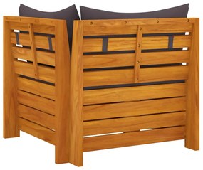 Canapea de gradina cu 2 locuri, cu perne, lemn masiv de acacia Morke gra, Canapea de colt (2 buc.), 1