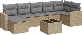 vidaXL Set canapele de grădină, 8 piese, cu perne, bej, poliratan