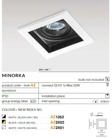 Spot incastrat tavan/plafon MINORKA negru/auriu
