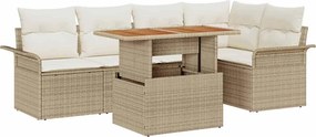 vidaXL Set de canapele pentru grădină 6 pcs Bej Rattan poli