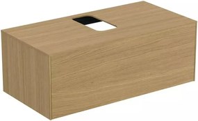 Dulap baza suspendat Ideal Standard Atelier Conca finisaj stejar deschis 1 sertar si blat cu decupaj central 100 cm