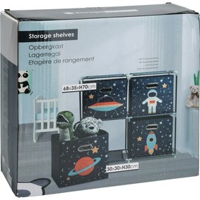 Raft pentru copii cu cutii textile Space, 68 x 70x 35 cm