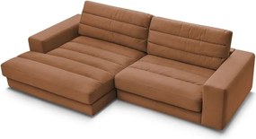 Colțar portocaliu cu tapițerie din catifea (cu colț pe partea stângă/cu șezlong) Sierra – Bobochic Paris