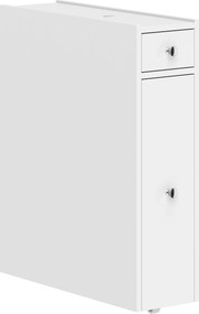 HOMCOM Dulap Baie Slim cu 2 Sertare și Compartiment Deschis, 16x48x58 cm, Alb | Aosom Romania