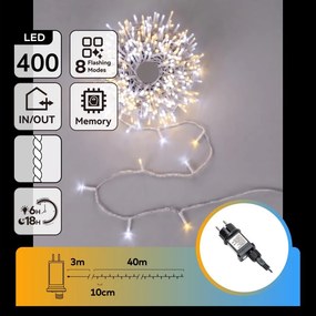 Aigostar - LED instalație luminoasă de Crăciun pentru exterior 400xLED/8 funcții 43m IP44 alb cald/alb rece
