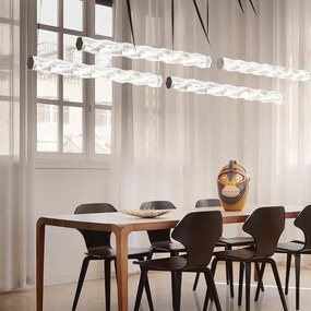 Lustra LED design tehnico-decorativ realizat manual Hugo orizontal prisma