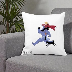 Perna Personalizata Fullmetal Alchemist Edward si Alphonse, 40x40 cm, Alba Mata, Husa Detasabila, Perna Inclusa, BEKZ®