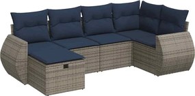 vidaXL Set mobilier grădină cu perne, 6 piese, gri, poliratan