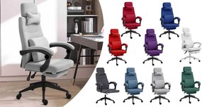 Scaun de birou rotativ cu tetiera si suport pentru picioare-gri inchis