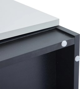 Vitrină modernă minimalistă cu uși din sticlă, lumini LED, 80x30x200 cm, Alb + Negru