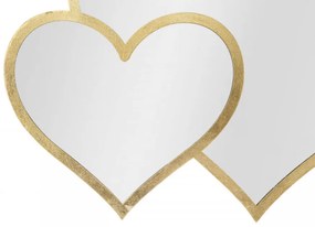 Oglinda decorativa aurie cu rama din metal, 65x50x2 cm, Glam Double Heart Mauro Ferretti