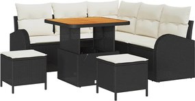 vidaXL Set de canapele pentru grădină cu pernă 8 pcs Negru poliratan