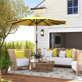 Outsunny Umbrelă de soare Ø300 cm, Umbrelă de soare cu manivelă, Umbrelă octogonală pentru Balcon, Galben | Aosom Romania