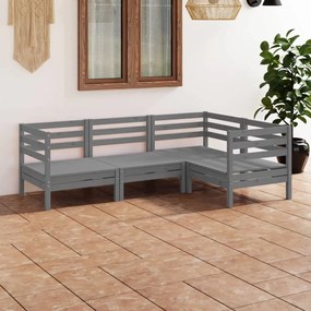 3082689 vidaXL Set mobilier de grădină, 4 piese, gri, lemn masiv de pin