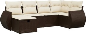 vidaXL Set canapele de grădină cu perne, 6 piese, maro, poliratan
