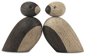 Set 2 statuete din lemn masiv de stejar Kay Bojesen Denmark Pair of Sparrows