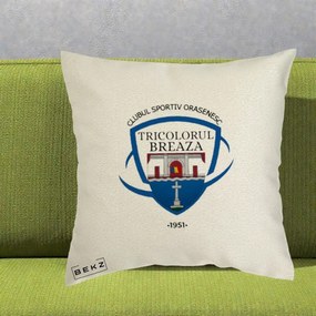 Perna Personalizata CSO Tricolorul Breaza 1951, 40x40 cm, Ecru, Husa Detasabila, Perna Inclusa, BEKZ®