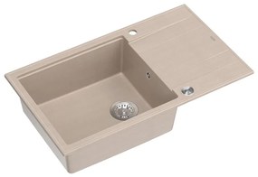 Chiuveta compozit incastrata Quadron Unique Evan 136 XL bej - inox 86x50 cm