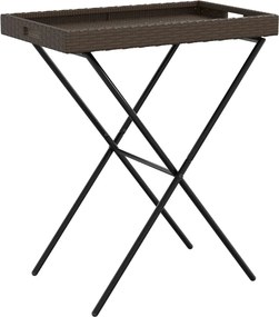 vidaXL Masă pliabilă cu tavă, maro, 65x40x75 cm, poliratan