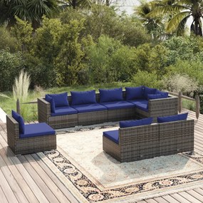 3102550 vidaXL Set mobilier de grădină cu perne, 8 piese, gri, poliratan