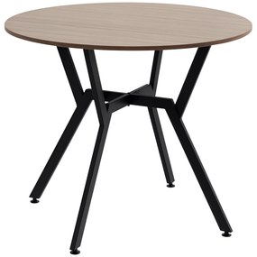 HOMCOM Masă Rotundă de Sufragerie pentru 2 Persoane cu Suport în X, Masă Modernă din Lemn și Oțel, Ø90x76 cm, Maro | Aosom Romania