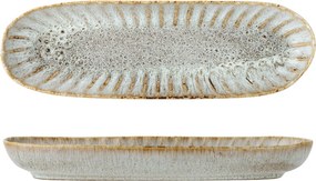Platou de servire rustic din ceramică cu nuanțe de albastru, verde și maro, 37,5×12×4 cm, „Fleur"