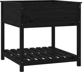 vidaXL Jardinieră cu raft, negru, 82,5x82,5x81 cm, lemn masiv de pin