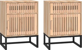 vidaXL Dulapuri noptieră, 2 buc., 40x30x55,5 cm, lemn prelucrat & fier