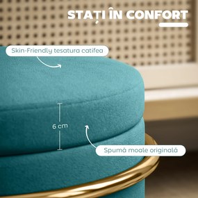 HOMCOM Pouf cu Spațiu de Depozitare în Catifea, 24L, Capac Detasabil, Ø42x39cm, Verde | Aosom Romania