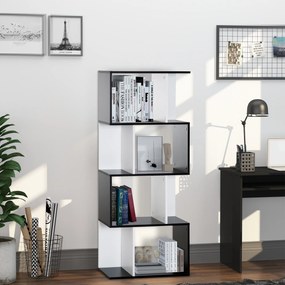 HOMCOM Bibliotecă Rafturi Mobilier Depozitare Design Contemporan în S 4 rafturi 60L x 24l x 148H cm Negru Alb | Aosom Romania