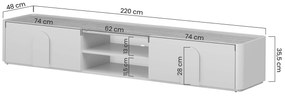 Comodă TV Amilio 220 cm - cashmere / stejar uleiat / mânere cashmere