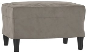 Canapea cu 3 locuri si taburet, gri deschis, 180 cm, catifea Gri deschis, 198 x 77 x 80 cm