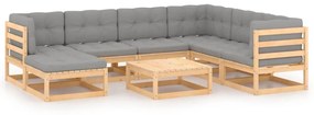 3076759 vidaXL Set mobilier de grădină cu perne, 8 piese, lemn masiv de pin