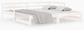 833086 vidaXL Pat de zi extensibil, alb, 2x(80x200) cm, lemn masiv de pin