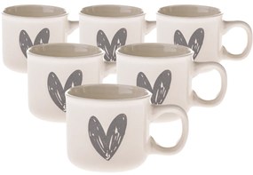 Set de 6 căni ceramice Iniioară I, 90 ml, gri