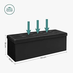 Bancuta hol cufar cu depozitare, Songmics, Negru, 110x38x38 cm