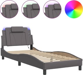 vidaXL Cadru de pat, Viana, cu LED fără saltea, gri, 80x200 cm