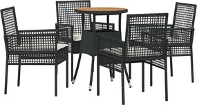 vidaXL Set de masă pentru grădină 5 pcs Negru poliratan
