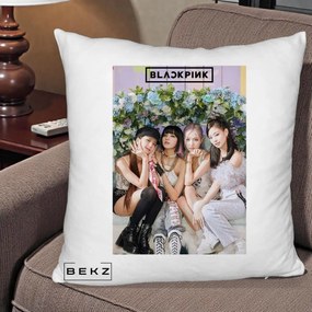 Perna Personalizata K-pop BLACKPINK Foto Grup, 40x40 cm, Alb Pufos, Husa Detasabila, Perna Inclusa, BEKZ®
