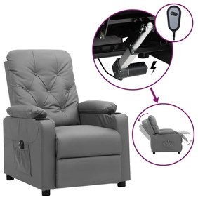 vidaXL Fotoliu rabatabil electric, gri, piele ecologică