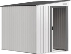 Outsunny magazie grădină căsuță de unelte pentru grădină 154x206.5x160/181 cm alb | Aosom Romania